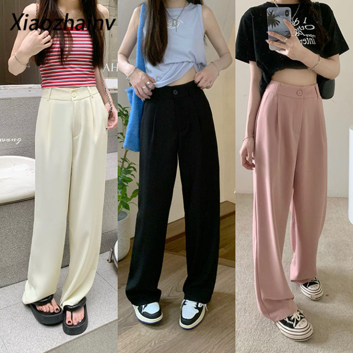 Xiaozhainv Korean Casual Straight Tube Show Thin Suit Trousers for ...
