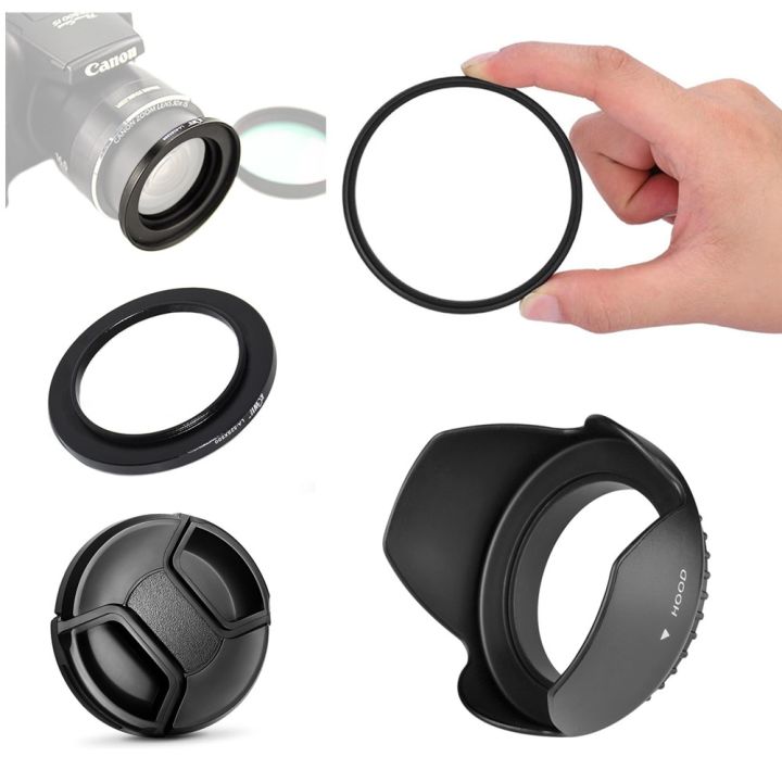 uv-filter-amp-lens-hood-cap-adapter-ring-for-canon-powershot-sx410-sx500-is-sx510-hs-camera
