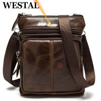 WESTAL Messenger Bag Mens Shoulder Genuine Leather Bags Flap Small Male Man Crossbody Bags for Men Natural Leather Bag M701