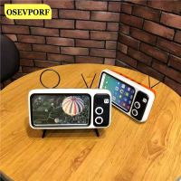 Retro TV Mobile Phone Holder For Smartphone Cute Bracket With Wireless Bluetooth Speaker Music Player Audio TV Mount Desk Stand