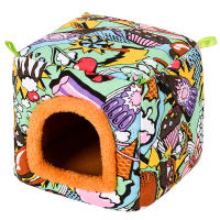 Small Animal Guinea Pig Cage Hamster Hedgehog Bed House Ferret Warm Cage Habitat Cave Washable Cartoon Nest Home Pets Supplies