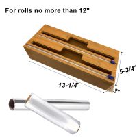 Aluminum Foil Dispenser with Cutter Wood Plastic Wrap Divider for Kitchen Drawer Bamboo Wall Mounted Roll Organizer Holder