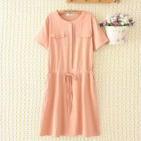 【มีไซส์ใหญ่】Plus Size Womens Short Sleeve Cotton&amp;Linen Midi Dress Casual A-line Summer Dresses Oversized Vintage Vestidos