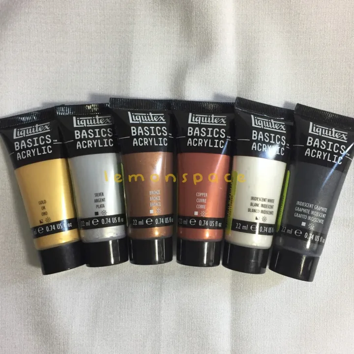 Liquitex Basics Acrylic Paints in 22ml tubes Metallic and Iridescent