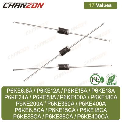 17Values TVS Diode DO-15 P6KE6.8A P6KE12A P6KE15A P6KE18A P6KE24A P6KE51A P6KE100A P6KE180A P6KE200A P6KE350A P6KE400A P6KE6.8CA