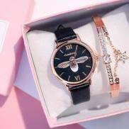 HCMĐỒNG HỒ NỮ CANDYCAT DÂY DA HÌNH CON ONG BEE NHIỀU MÀU DỄ THƯƠNG