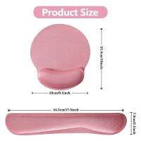 Ergonomic Memory Foam Keyboard and Wrist Rest Pink Mouse Pad with Non-Slip Rubber Base