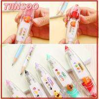 TIINSOO 2PCS การตกแต่งไดอารี่ เทปลบคำผิดลายการ์ตูน ประเภทกดกด อุปกรณ์การเรียนรู้ เครื่องเขียนสเตชันเนอรี ของขวัญสำหรับเด็ก แกนที่เปลี่ยนได้ ปากกาเทปตกแต่ง ไดอารี