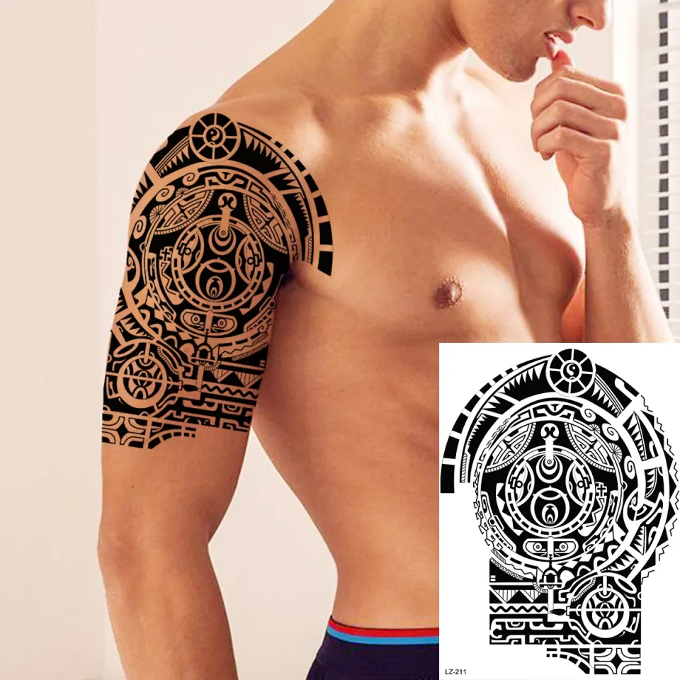 Realistic Large Tribal Totem Temporary Tattoos For Men Adult Lion Maori  Fake Tattoo Thigh Waterproof Half Sleeve Tatoos Sticker - AliExpress