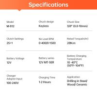 MINUMX สว่านไร้สาย12V ไขควงไฟฟ้า25 Plus 1การตั้งค่าเครื่องมือไร้สายขนาดเล็กความเร็วสองเกียร์ที่กระตุ้นพลังงานแบตเตอรี่