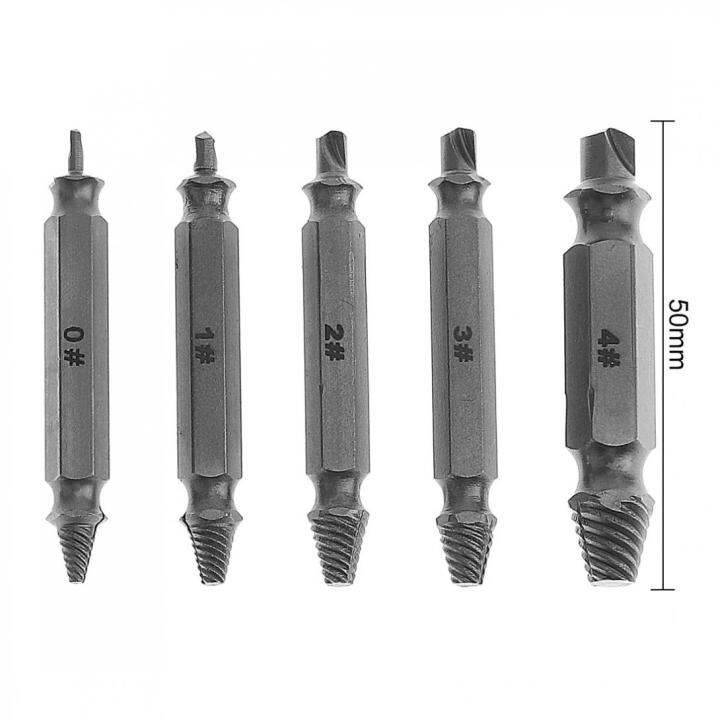 chgimposs-5pcsโลหะผสมเหล็กอุปกรณ์ถอนสกรูเสียหายใช้งานไม่ได้boltอุปกรณ์ถอนขนคู่หัวเจาะเครื่องมือbit