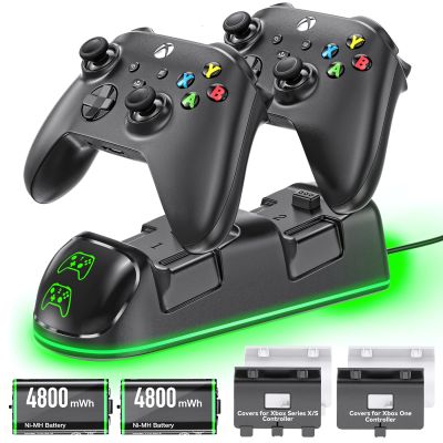 แท่นชาร์จคอนโทรลเลอร์ OIVO สำหรับ Xbox ซีรีส์/Xbox หนึ่ง X/s/elite พร้อมชุดแบตเตอรี่แบบชาร์จไฟได้2X4800 MWh แท่นชาร์จสำหรับ Xbox แบตเตอรี่ไวเลสคอนโทรลพร้อมชุดสำหรับ Xbox ฝาครอบแบตเตอรี่4ชุด/หนึ่ง