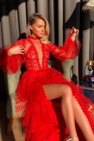 VAZN New Formal Elegant Red Color Lace Hollow Out A-line Night Party Chic Ladies Slim Dress 2020 Full Sleeve Lady Maxi Dress