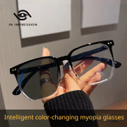 JN IMPRESSION Cảm quang thay đổi màu sắc mắt kính cận Lớn Khung thay đổi