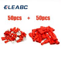 100pcs Red Spade Crimp Terminals Fully Insulated Electrical Connectors Audio Wiring Electrical Circuitry Parts Electrical Circuitry Parts