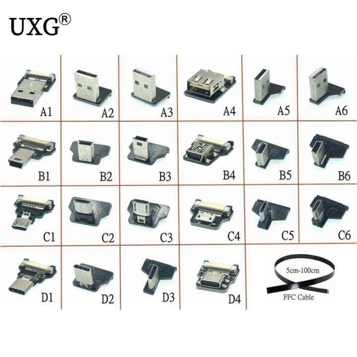 Ffc Type C Mini Micro Usb Extension Ribbon Cable 90 Fpv Slim Flat Soft Flexible Fpc Charge Fpv 1667