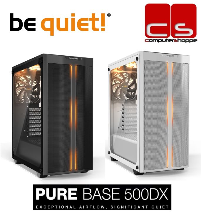 be quiet! Pure Base 500DX ATX Midi Tower PC case | ARGB | 3 Pre-Installed  Pure Wings 2 Fans | Tempered Glass Window | White | BGW38