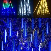 8 Tubes Meteor Shower Led String Lights Christmas Decoration for Home Wedding Garland Curtain Lamp Holiday Bedroom Outdoor Fairy