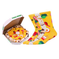 Pizza Socks Box 4 Pairs Kawaii Cola Bacon Vegetable Food Cotton Cartton Birthday Gifts Funny Creative Surprise Novelty Socks Men