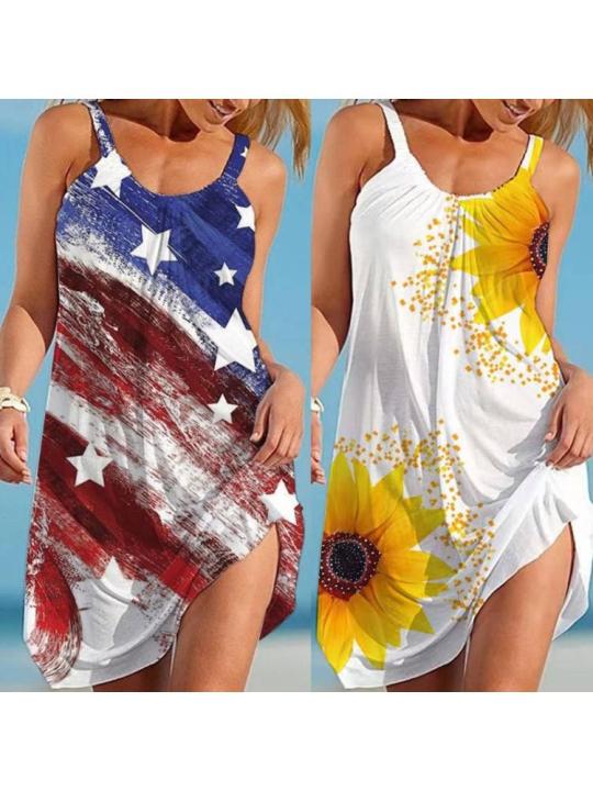 ผู้หญิงแขนกุด-halter-flowy-ยาวสำหรับชุดเดรส-vintage-sunflower-american-flag-พิมพ์-flared-hem-loose-beach-sundres
