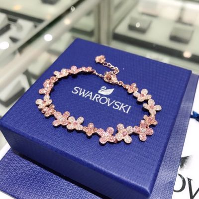 SWAROVSKI 2019 สร้อยข้อมือลายดอกไม้สีโรสโกลด์ 18 k สําหรับผู้หญิง