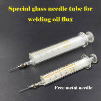 5ML10ML Glass Injector Sampler พร้อมเข็มโลหะจ่ายสำหรับบัดกรี Fluxconductive Silver Paste ซ่อมศัพท์เครื่องมือ