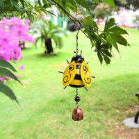 Bells สเตอริโอ Ladybug ลมกระดิ่งความคิดสร้างสรรค์ขนาดเล็กสดห้องนอนแก้วเหล็กศิลปะตกแต่งผึ้งลมกระดิ่งแขวนงานฝีมือ