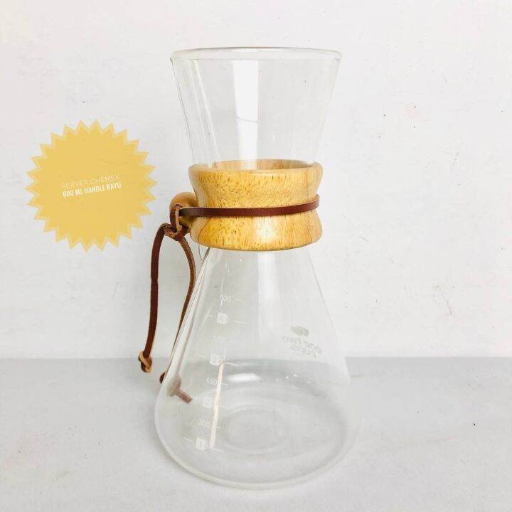 Chemex Coffee Server Glass 600 ml Wood Handle Kayu Teko Gelas Alat Seduh Kopi Manual Brew Coffee