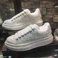 ♙ European Station 2020 Early Autumn New Full Diamond Platform Shoes Women 39;s Platform Sports White Shining Crystal Shoes Fashion