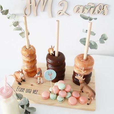 【CC】 Wood Donuts Holder Cart  Donut Rustic Wedding Table Birthday Bar Baby Shower