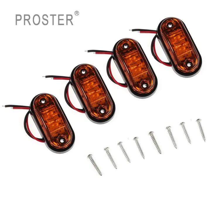 4PCS 12V/24V LED Amber Front Side Marker Indicator Light Car Tractor
