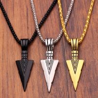 Mens Fashion Jewelry Black Gold Silver color Arrow Head Pendant Long Chain Necklaces mens necklaces Collier Femme ArrowHead Fashion Chain Necklaces