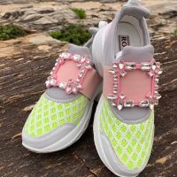 【high quality】original Roger vivierˉone pedal old shoes women with drill thick bottom rhinestone square buckle to increase sports leisure summer new style womens shoes slippers for women slides outside wear sandals for women