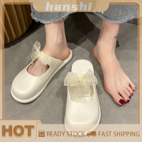 hanshi [2023 new HOT FASHION] lazlook รองเท้าแตะทรงแบนสำหรับผู้หญิงสำหรับผู้หญิงรองเท้าทรงมนผูกโบว์น่ารักทันสมัยไม่ลื่น