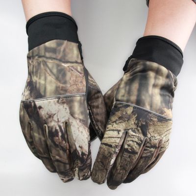 【JH】 Camouflage Fishing Gloves Hunting Anti-Slip 2 Fingers Cut Outdoor Camping Cycling Half Sport Camo