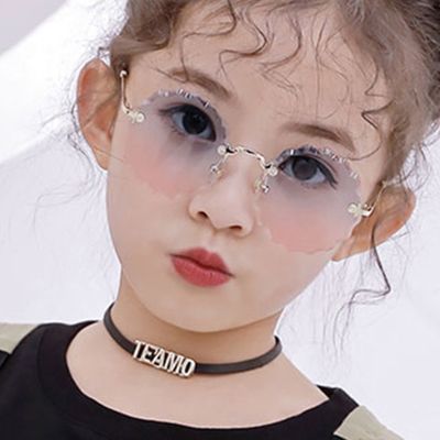 【YF】✺❁  Sunglasses Children round wavy flowers Frameless Glasses Girl/Boy Brand Designer Eyewear UV400 Oculos De Sol