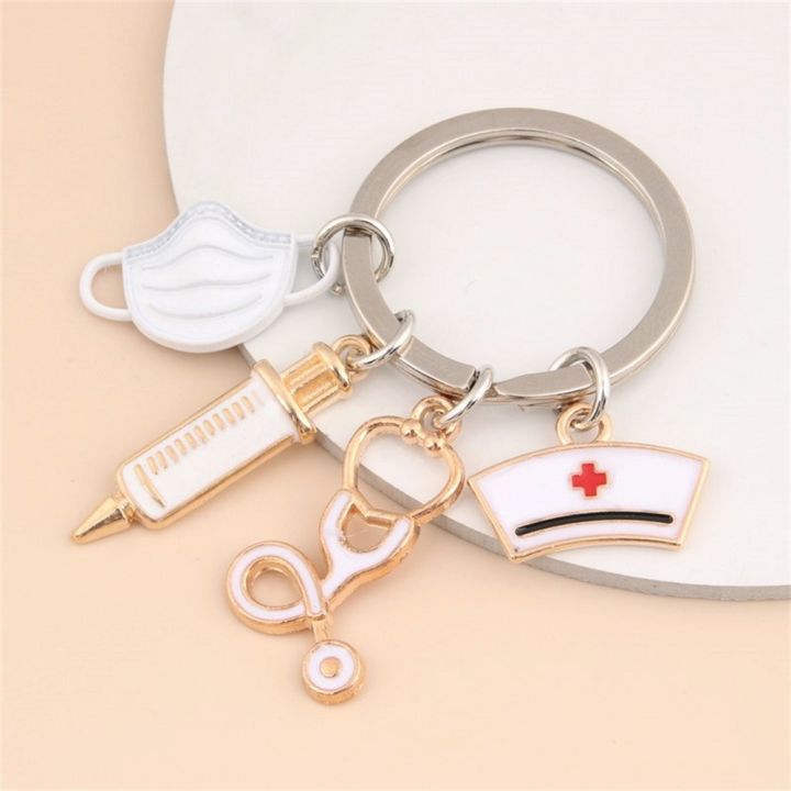 jh-doctor-chain-aid-personnel-car-keyring-syringe-stethoscope-pendant-accessories