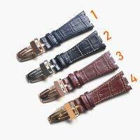 （A New Well Sell ） Genuine Leather Black Brown 26mm Watchband For AP Royal Oak Off Shore 15400 Watch Strap Wrist Bracelet Deployment Clasp Logo On