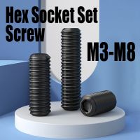 10PCS M3 M4 M5 M6 M8 Grade 12.9 Alloy Steel Headless Cup Point Set Screw Black Hex Socket Set Screw Grub Screw