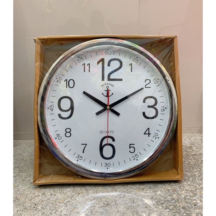 นาฬิกาติดผนัง-สมอ-รหัส-1614-นาฬิกาแขวน-ทรงกลม-ขนาด16นิ้ว-นาฬิกาแขวนติดผนัง-นาฬิกา-ตราสมอ-หน้าปัดกระจก-มองเห็นตัวเลขชั