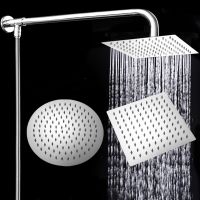 Bernicl 10/12 Inch 201/304 Stainless Steel Round Square Top Shower Head Ceiling Save Rain High Pressure For Bathtub The Bathroom System