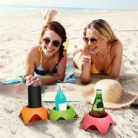 Portable Beach Cup Holder Cup Holder Outdoor Beach Camping Storage Shelf Plastic Wine Glass Holder Snack Drink Cup Holders