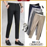 COD SDFERTREWWE ?Ready Stock?Mens Formal Pants Stretch Business Casual Straight Ankle Pant Seluar SLack Lelaki Office korean Trousers Capri Pants