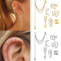 【YF】 Punhos de orelha minimalistas para mulheres brincos borla clipes orelha alpinistas Earcuffs brinco falso Studs 7pcs 5pcs set