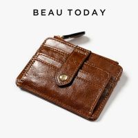 BeauToday Card Holder Unisex PU Solid Color Zipper&amp;Hasp Money Clip Portable Mini Classic Wallet 60007 Card Holders