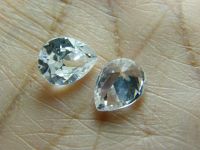 2 PCS เพชรรัสเซีย CUBIC ZIRCONIA สีขาว WHITE รูป PEAR   5x4 MM GEMSTONE