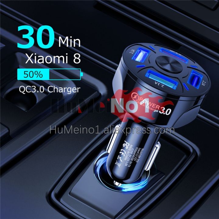 100ps-4-5พอร์ต5-usb-car-charger-48w-quick-7a-mini-fast-charging-สำหรับ-11-xiaomi-อะแดปเตอร์ชาร์จศัพท์มือถือในรถยนต์