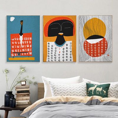 Boho แอฟริกันตัวเลขภาพวาดผ้าใบ-ชาติพันธุ์ Wall Art สำหรับห้องนั่งเล่น-โปสเตอร์และภาพพิมพ์ต้นไม้ที่มีสีสัน-โมเดิร์น Afro งานศิลปะสำหรับตกแต่งบ้าน