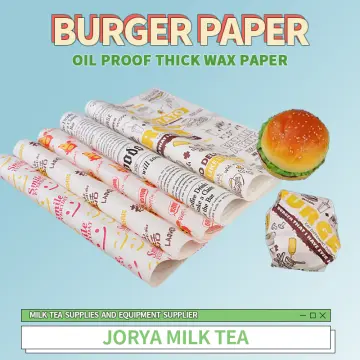 Oil Proof Wax Paper Food Grade Sandwich Burger Coated Greaseproof Wrapping  50 pc