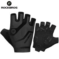 hotx【DT】 ROCKBROS Cycling Mens Gloves Breathable Shockproof Fingerless MTB Mountain